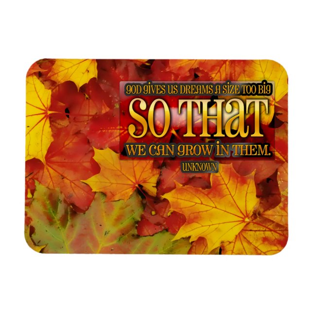 Íman "Crescer em sonhos" Cotação Inspiracional Flexível (Horizontal)