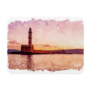Íman Creta Grécia Arte de Pintura a Óleo Pôr do Sol