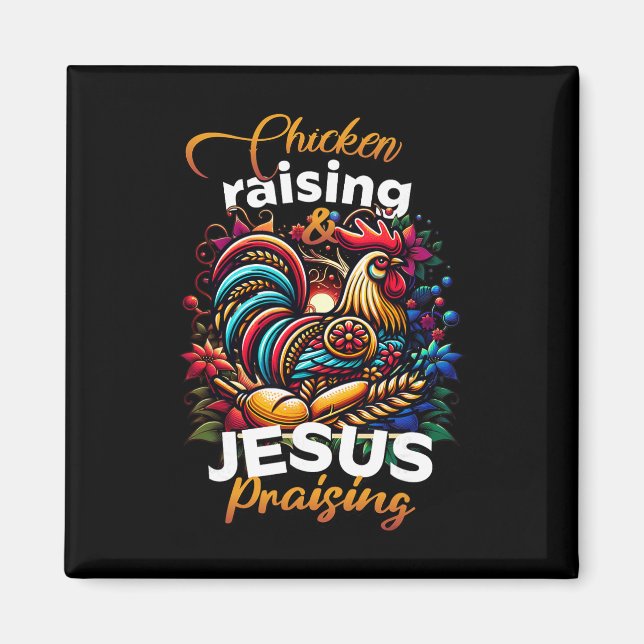 Íman Criação de frango fofo Jesus elogiando a fé das mu (Frente)