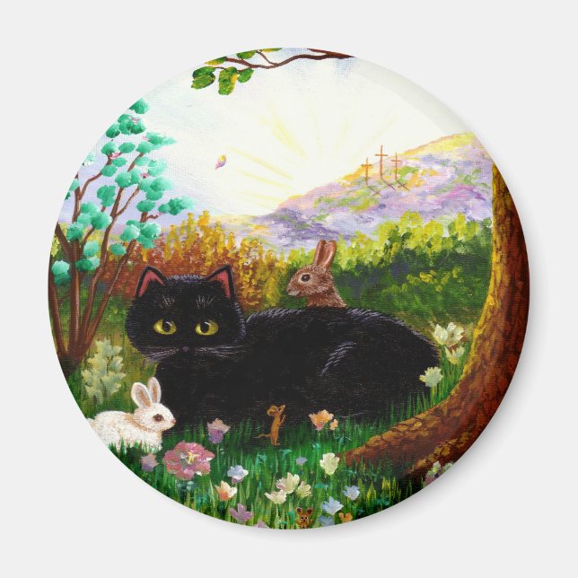 Íman Criações de Pintura Cristã de Gato Negro LRA (Frente)