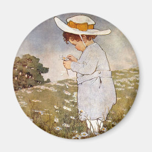 Íman Criança Antiga Colhendo Margaridas Bessie Pease Gu