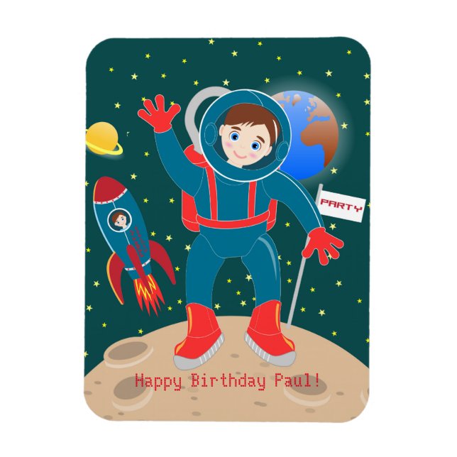 Íman Criança astronauta na festa de aniversário da lua (Vertical)