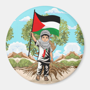 Íman Criança com a bandeira Keffiyeh Palestine