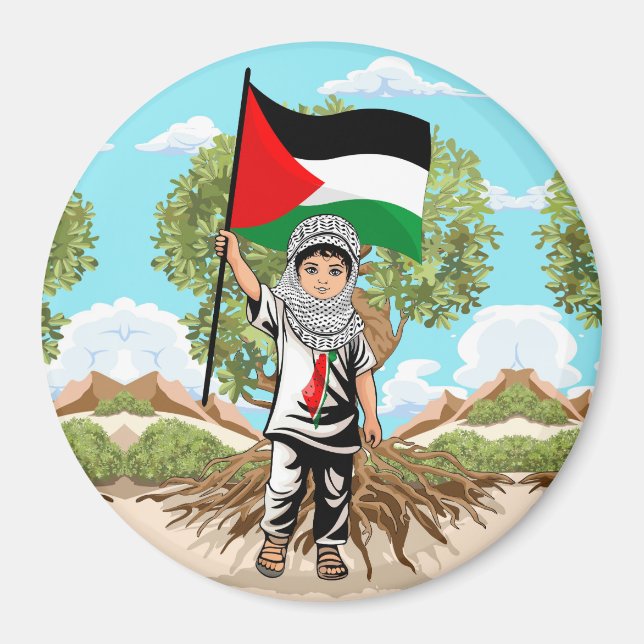 Íman Criança com a bandeira Keffiyeh Palestine (Frente)