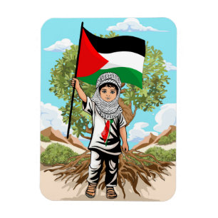 Íman Criança com Keffiyeh Palestine Flag e Olive Tree