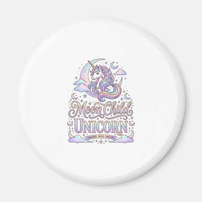 Íman Criança da Lua Unicórnio Unicórnio Design Original (Frente)