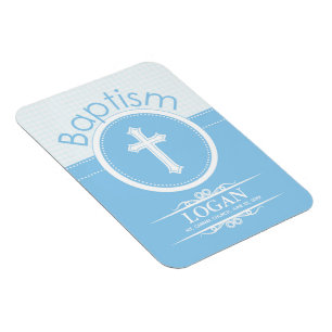Íman Criança do menino customizável, azul do baptismo