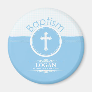 Íman Criança do menino customizável, azul do baptismo