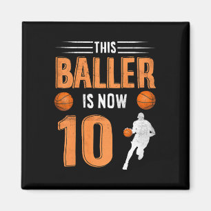Íman Crianças 10º Jogador de Basquete de Aniversário Es