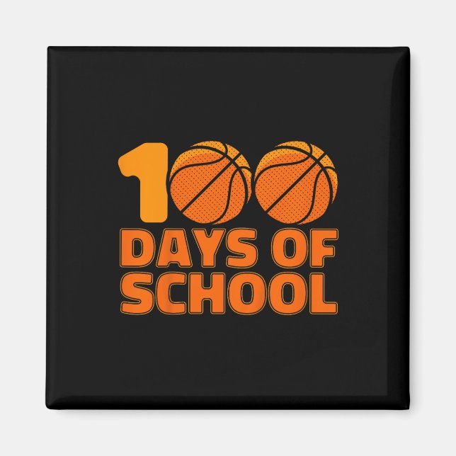 Íman Crianças 100 Dias De Basquete Escolar 100º Dia De  (Frente)