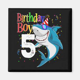 Íman Crianças 5 de Aniversário Garoto Tubarão-Cerca De 