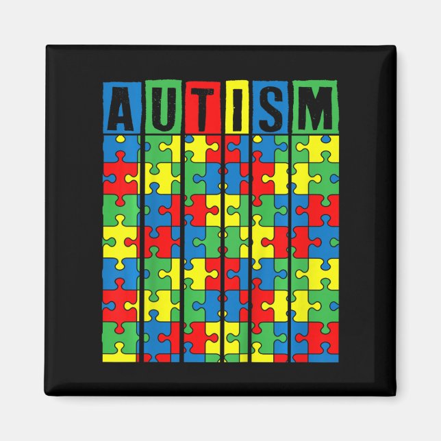 Íman Crianças Autismo Sensibilização Peça Quebra-cabeça (Frente)