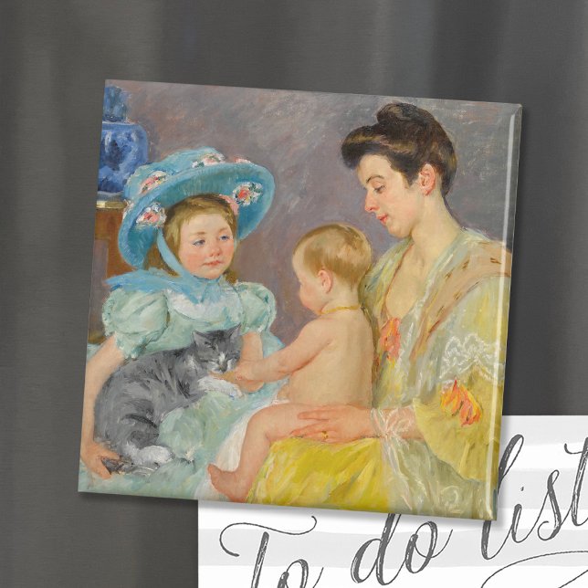 Íman Crianças brincando com um gato | Mary Cassatt (Criador carregado)