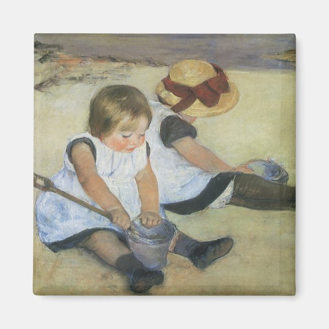 Íman Crianças brincando na praia por Mary Cassatt (Frente)