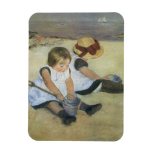 Íman Crianças brincando na praia por Mary Cassatt
