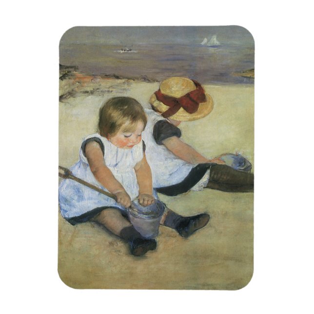 Íman Crianças brincando na praia por Mary Cassatt (Vertical)