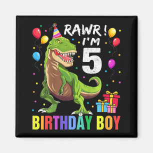 Íman Crianças de 5 anos 5 de aniversário Garoto T Rex D