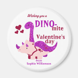 Íman Crianças Dia de os namorados Dino-mite Girly Dinos