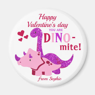 Íman Crianças Dia de os namorados Girly Dinosaur Dino-m