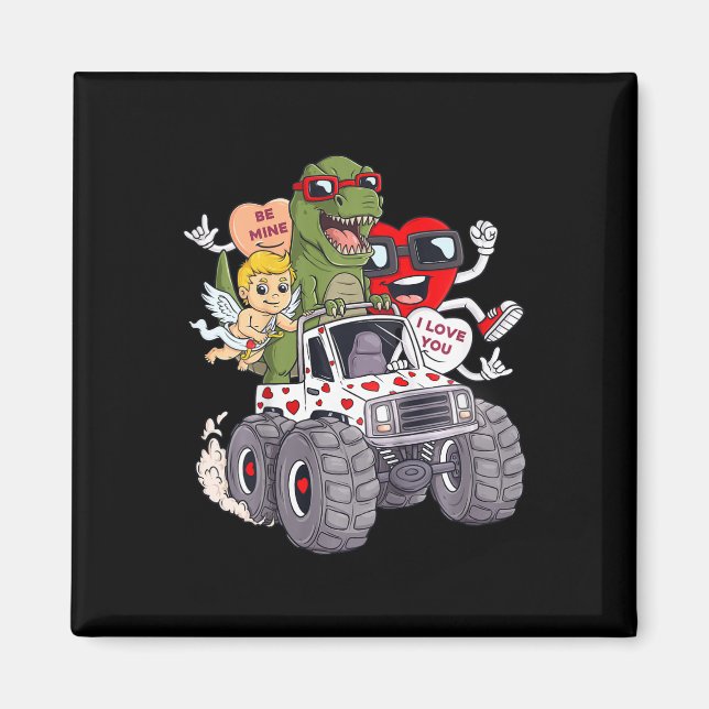 Íman Crianças Dias de os namorados Corações T Rex Cupid (Frente)