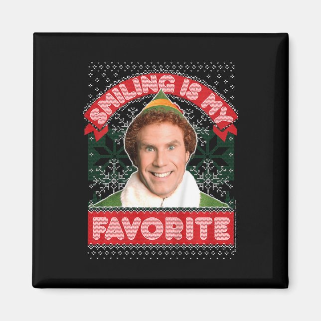 Íman Crianças Elf Buddy Sorri É Meu Natal Favorito (Frente)