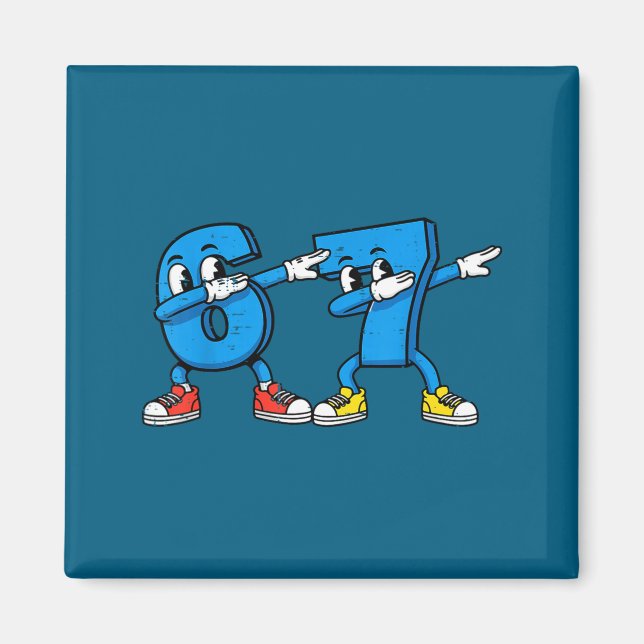 Íman Crianças Engraçadas 6 7 Meme Dab Números (Frente)