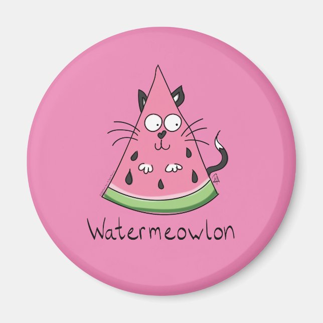 Íman Crianças Engraçadas De Melancia De Gato (Frente)