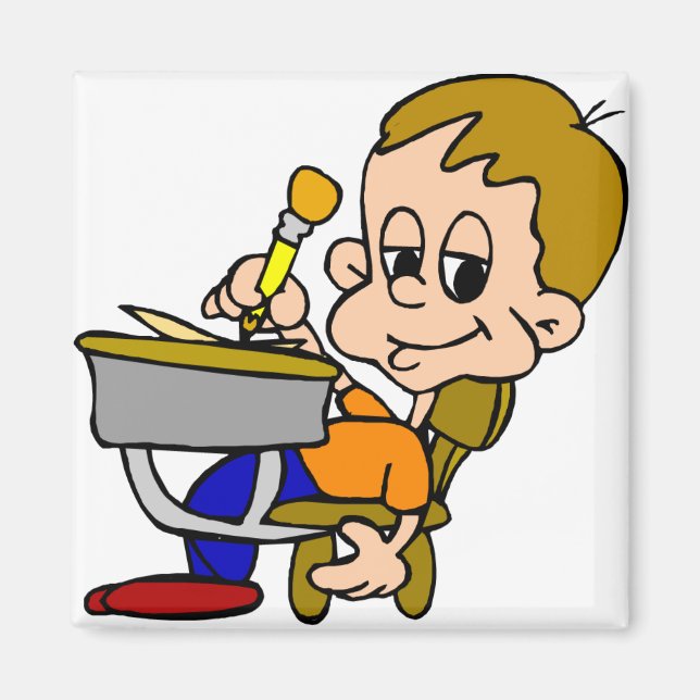 Íman Crianças Escrevendo na mesa (Frente)