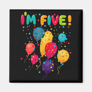 Íman Crianças felizes 5 balões de festa de aniversário