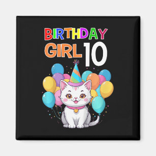 Íman Crianças Gato Aniversário 10 Festas de aniversário