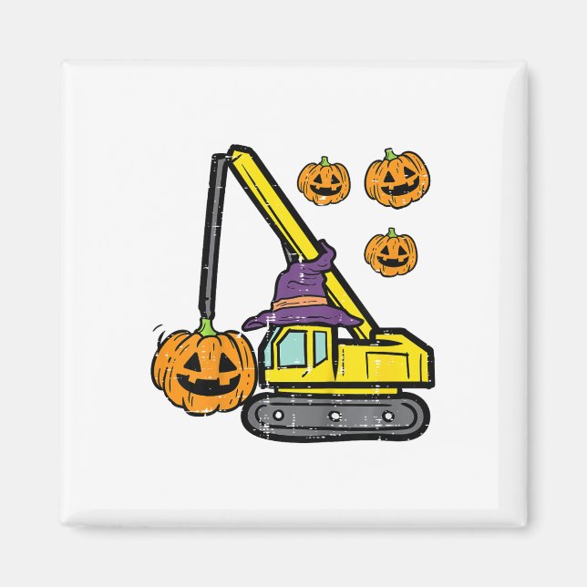 Íman Crianças Halloween Crane Construction Truque Para (Frente)