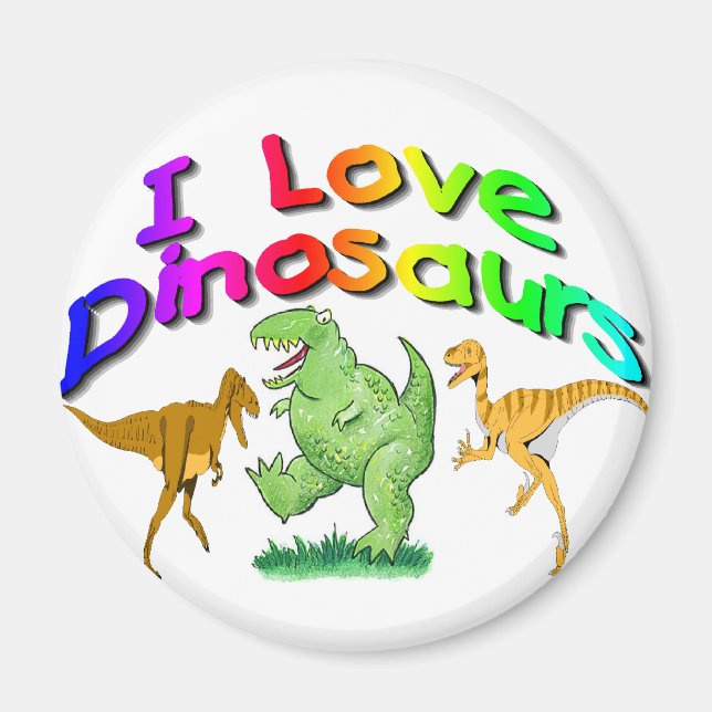 Íman Crianças "I Love Dinossaurs" presentes (Frente)