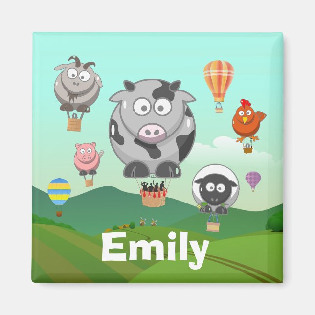 Íman Crianças Personalizadas De Explorações De Balões D (Frente)