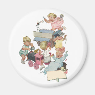 Íman Crianças Vintage se divertindo jogando com tênis