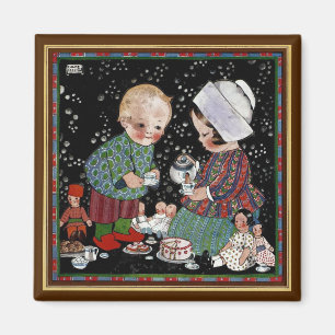 Íman Crianças Vintage tendo uma festa de chá de ponta