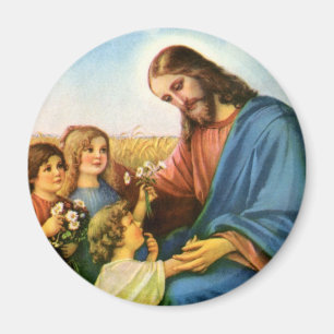Íman Crianças Vintage trazem flores para o Cristo de J