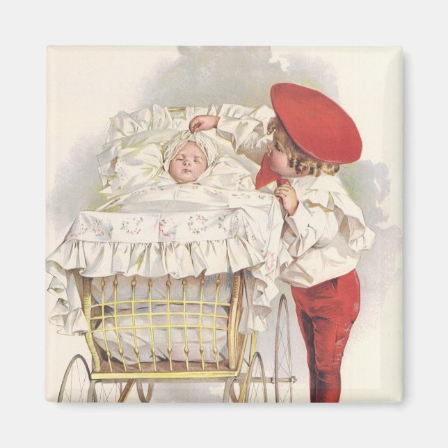 Íman Crianças vitorianas, crianças e bebês em Pram (Frente)