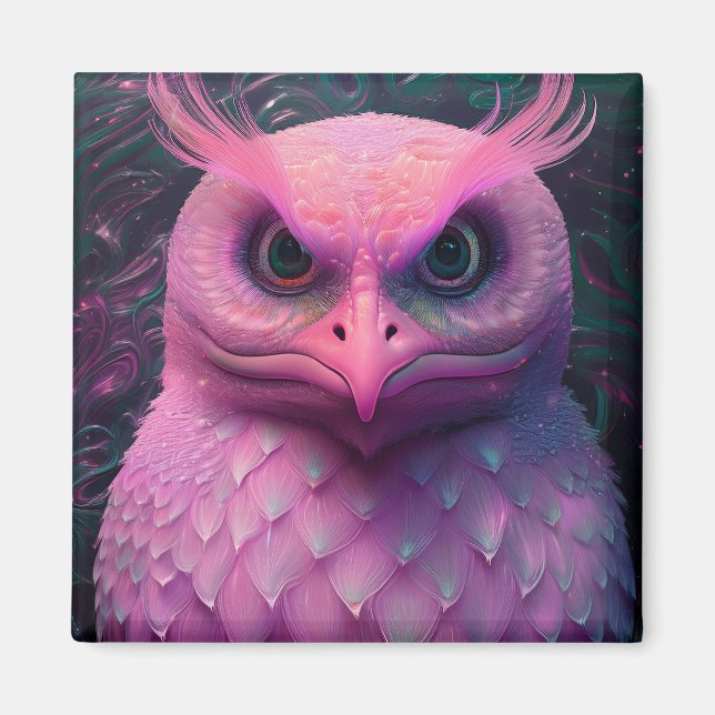 Íman Criatura Híbrida Rosa Murloc/Coruja (Frente)