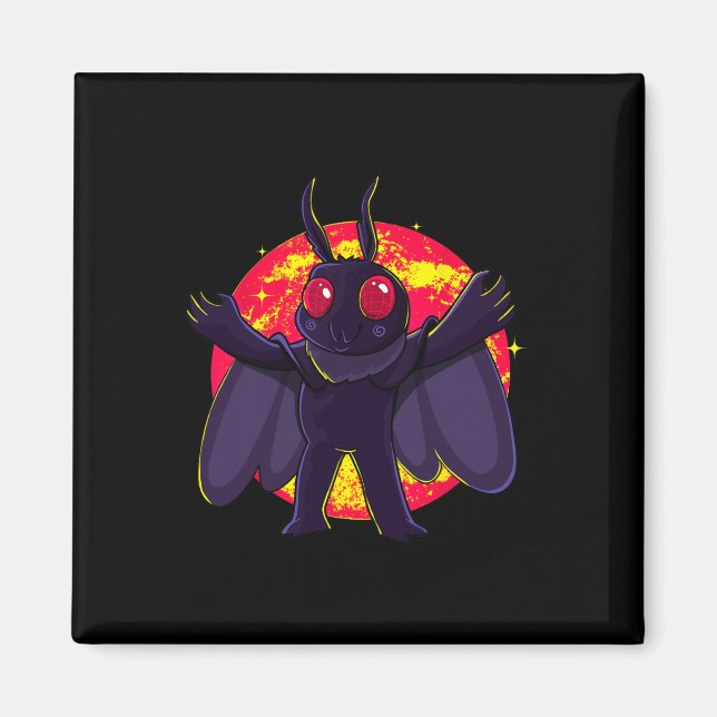 Íman Criaturas Criptidas Cute De Mothman Ponto Pleasemá (Frente)