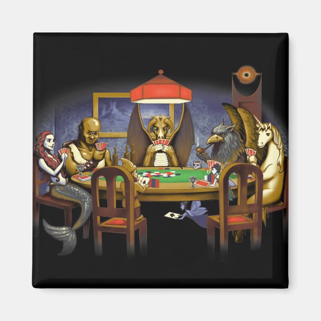 Íman Criaturas Míticas Jogando Pôquer (Frente)