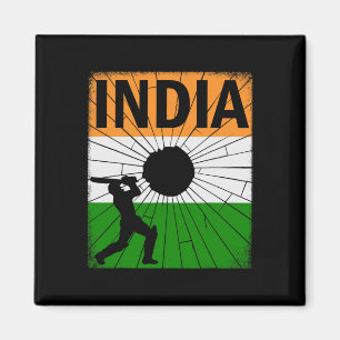 Íman Cricket Índia Com Pincelada Da Bandeira Indiana As