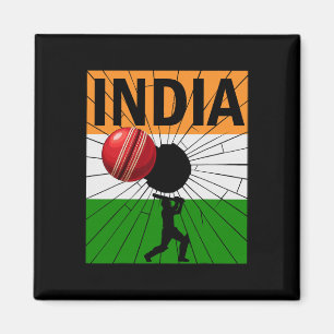 Íman Cricket Índia Com Pincelada Da Bandeira Indiana As