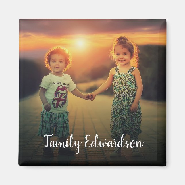 Íman Crie o nome do monograma de fotos da sua família (Frente)