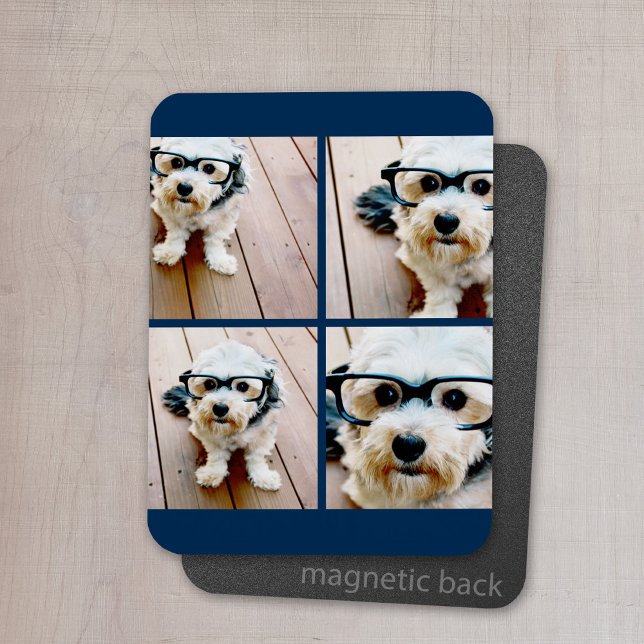 Íman Crie o seu próprio Marinho de Colagem do Instagram (Personalized magnet with photo collage and text)