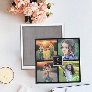 Íman Crie os monogramas de colagem de fotos da sua fam