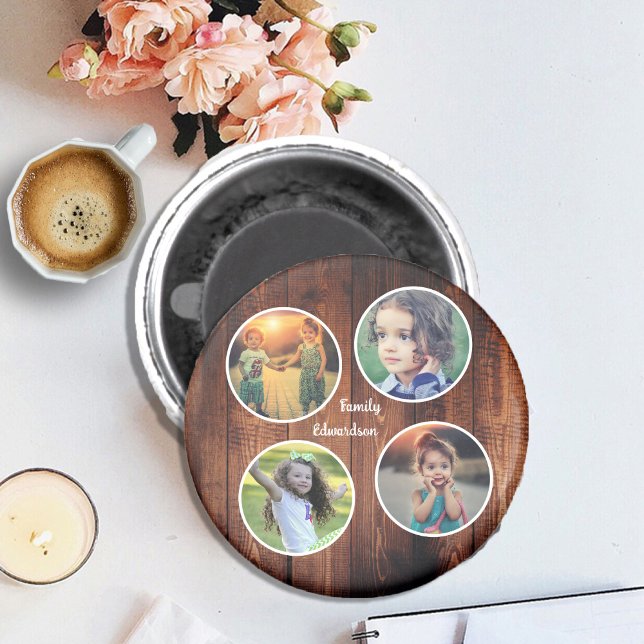 Íman Crie os monogramas de colagem de fotos da sua famí (Create your own keepsake, memories, family photo collage magnet. You can also add your own name.)