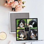 Íman Crie os monogramas de colagem de fotos da sua famí<br><div class="desc">Adorável imã. Crie seu próprio ímã de colagem de fotos da família. Você pode adicionar suas próprias 4 fotos e adicionar seu monograma,  nome e ano.</div>