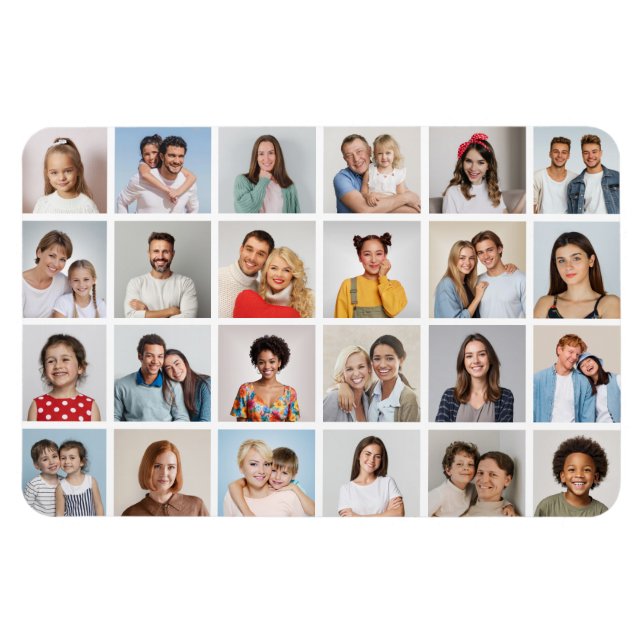 Íman Crie seu próprio colagem de fotos 24 editável cor (Horizontal)