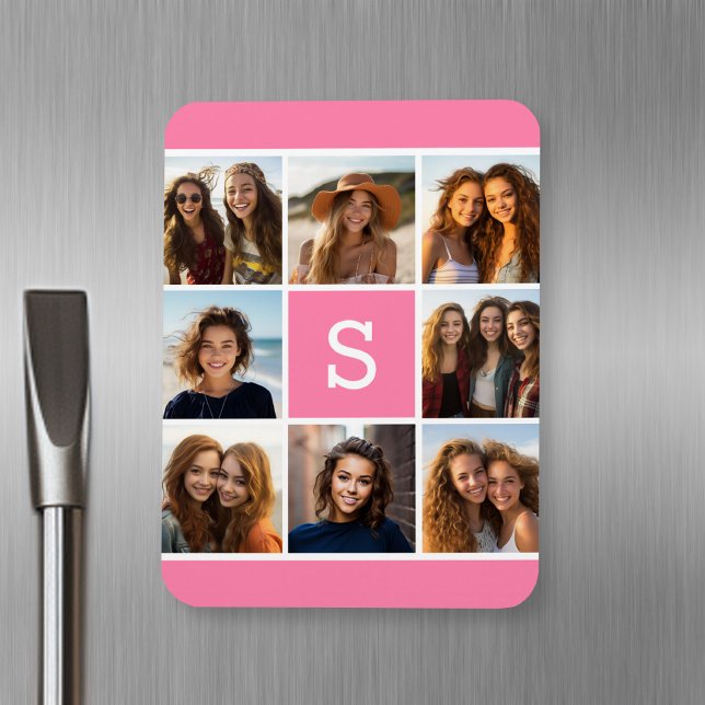 Íman Crie seu próprio Monograma Personalizado de Colage (Personalized fridge magnet with photos and text)