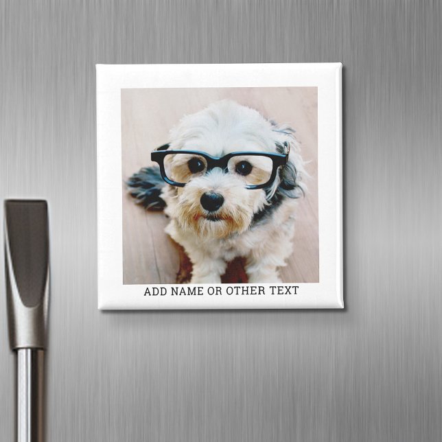 Íman Crie sua própria borda branca da Galeria de Fotogr (Personalized fridge magnet with photos and custom text)